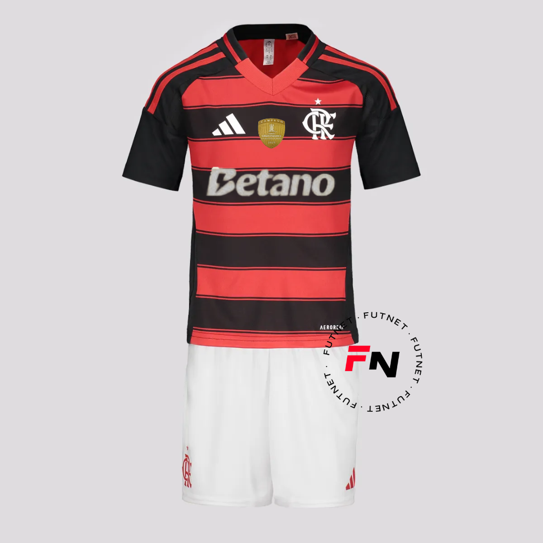 Kids Kit Flamengo Home Patch + Sponsor 2025/26