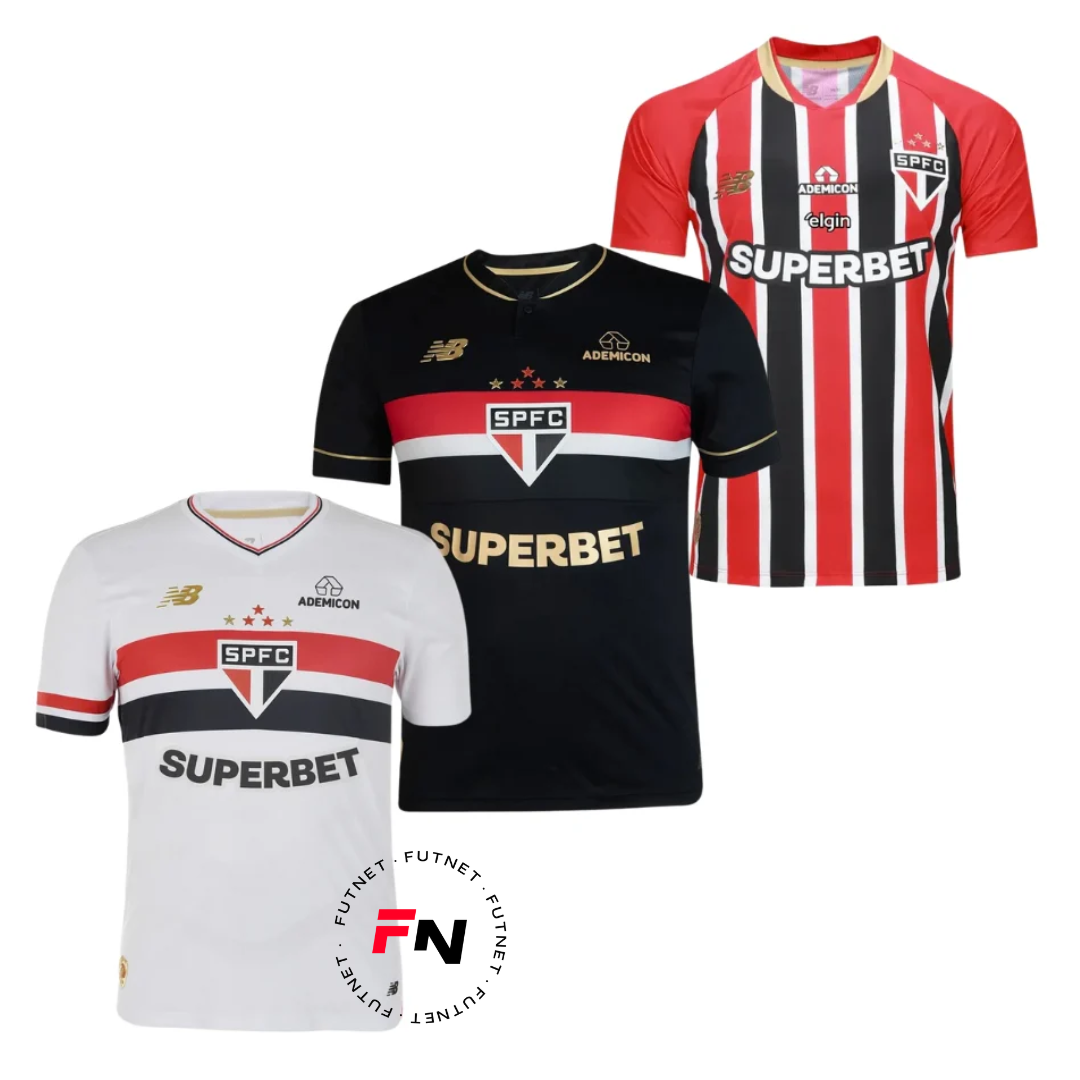 Combo Sao Paulo Sponsor Home + Away + Third 2025/26 Fan Jersey