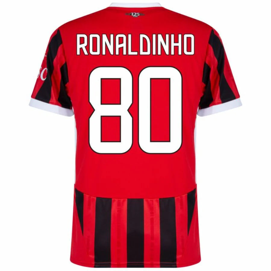 AC Milan 2024/25 I Home RONALDINHO #80 - Patchs UCL UEFA  Foundation (Official Printing)
