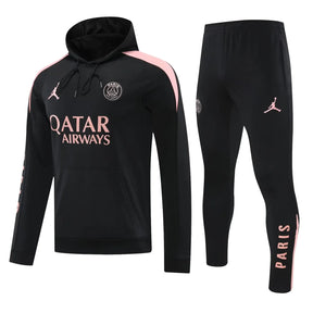 Mens PSG Hoodie Sweatshirt + Pants Training Suit Black 2024/25