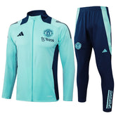 Mens Manchester United Jacket + Pants Training Suit Light Green 2024/25