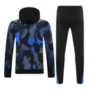 Mens Inter Milan Hoodie Sweatshirt + Pants Training Suit Black - Blue 2024/25