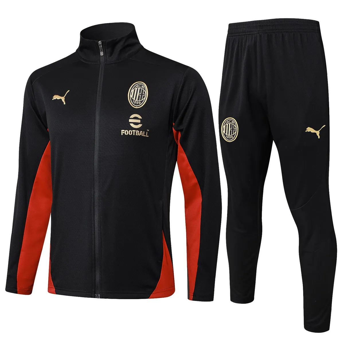 Mens AC Milan Jacket + Pants Training Suit Black 2024/25