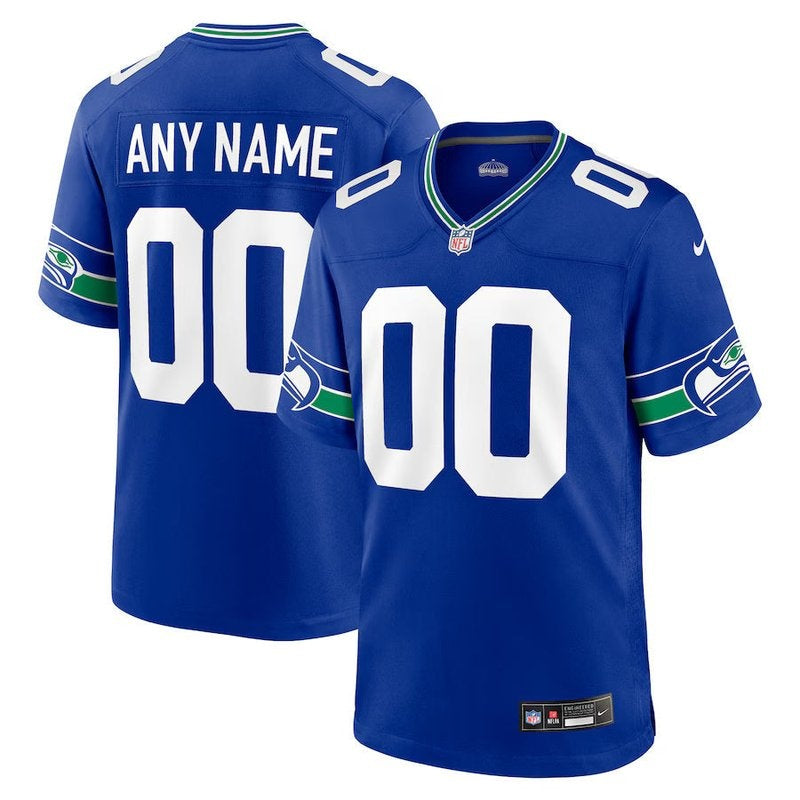 Seattle Seahawks - Royal Throwback Custom NFL Jersey