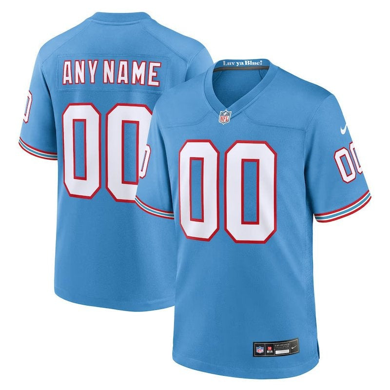 Tennessee Titans - Oilers Throwback Custom NFL Game Jersey - Light Blue