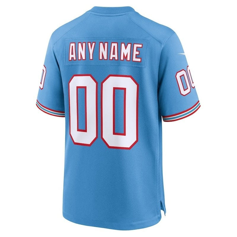 Tennessee Titans - Oilers Throwback Custom NFL Game Jersey - Light Blue